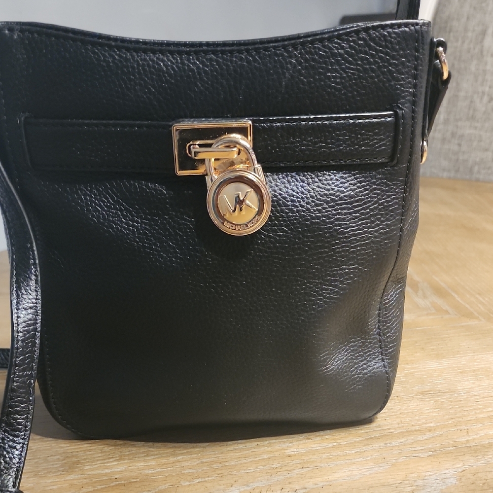 Michael Kors Black Crossbody Bag with Gold Accents